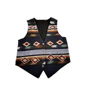Vintage Jane Ashley Women's Southwest Cowboy Vest Size Medium embroidered 90s